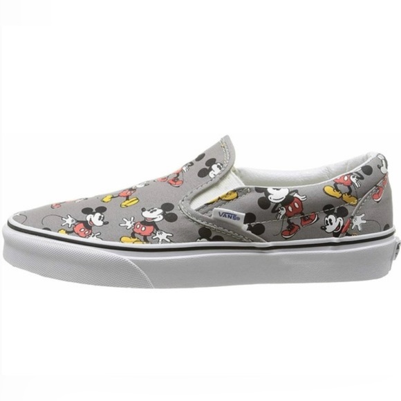 Vans x Disney ✩ Mickey Mouse Frost Grey Classic Slip On Shoes - Picture 4 of 11